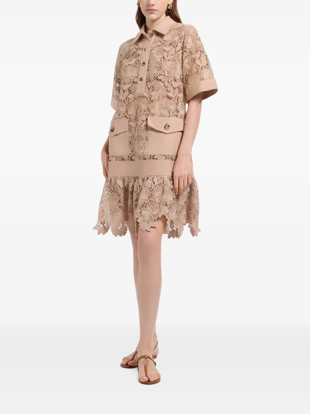 Elie Saab Mini-jurk met ruches Beige