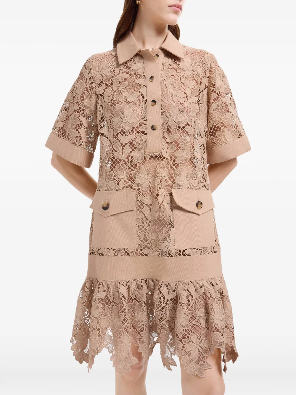 Elie Saab Mini-jurk met ruches Beige
