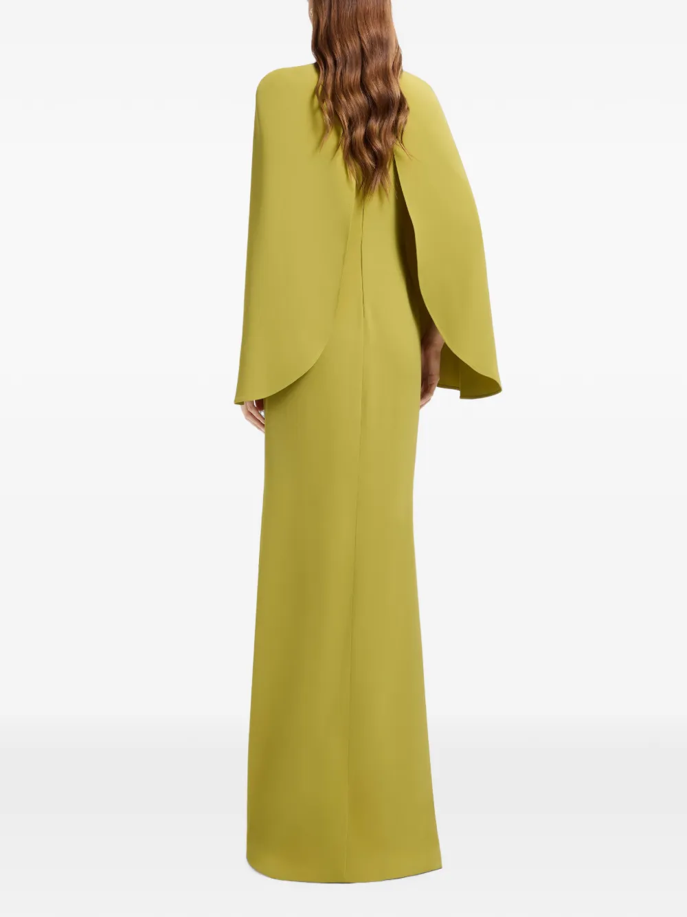 Elie Saab Maxi-jurk verfraaid met broche en cape Groen