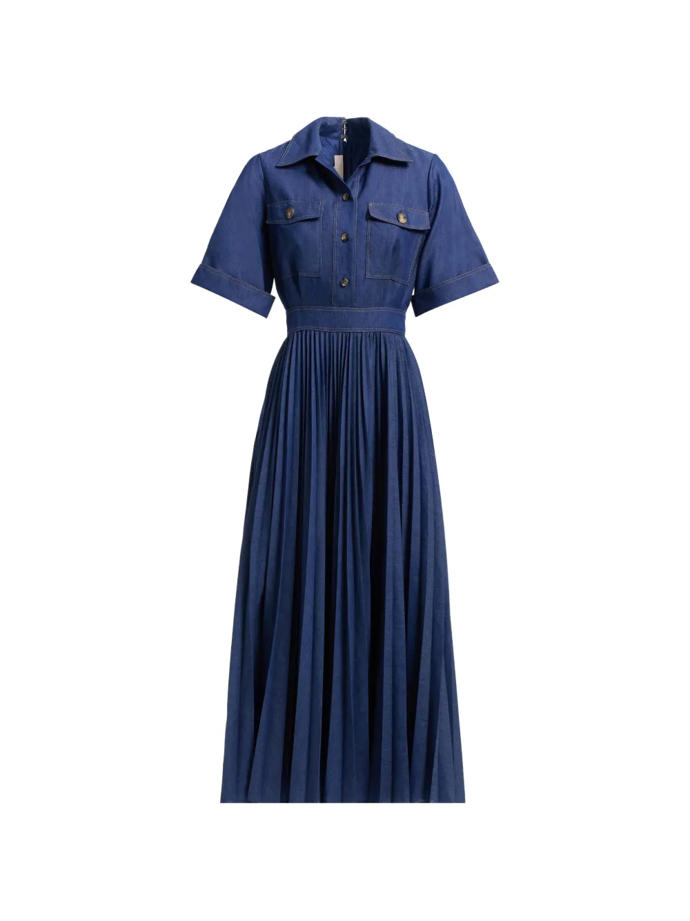 Elie Saab pleated denim midi dress