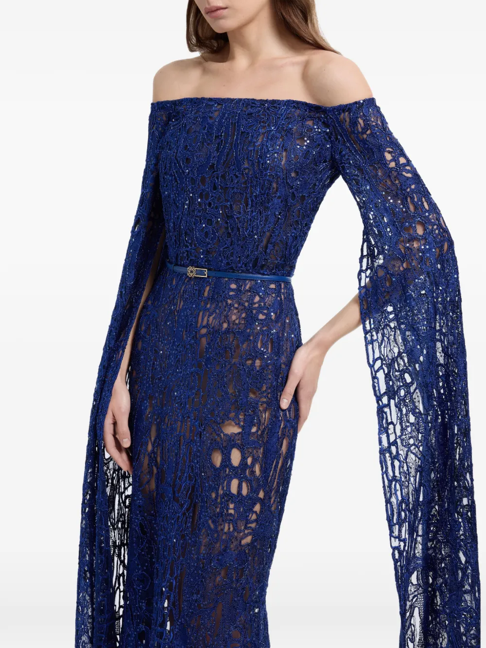 Elie Saab Maxi-jurk met pailletten Blauw