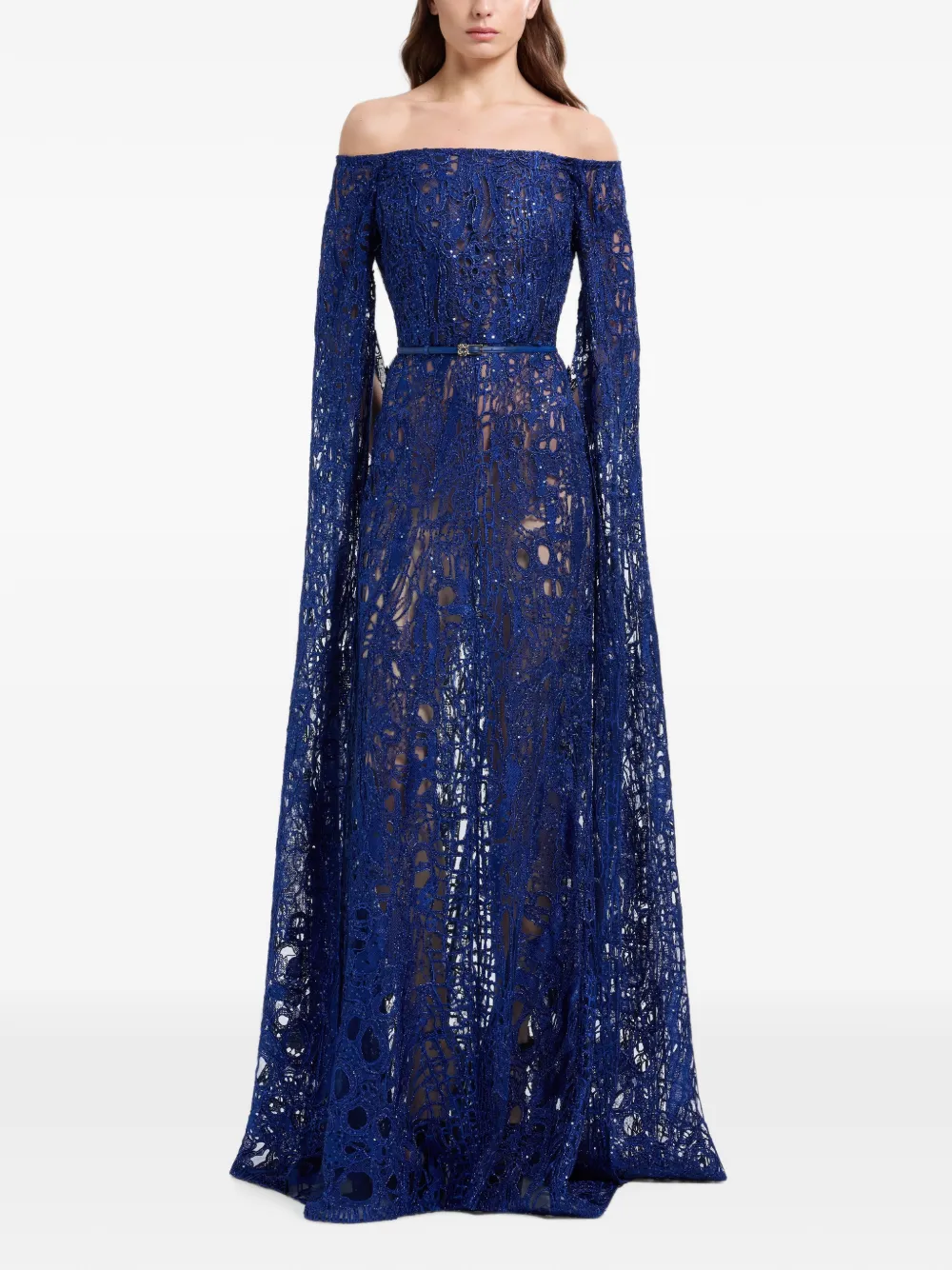 Elie Saab Maxi-jurk met pailletten Blauw