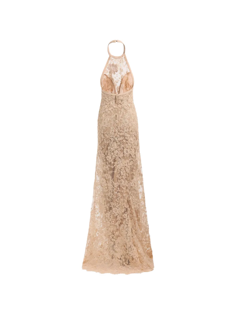 Elie Saab bead-embroidered maxi dress Beige