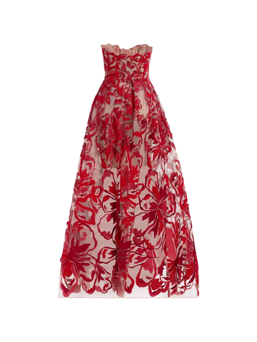 Elie Saab Fluwelen maxi-jurk met borduurwerk Rood
