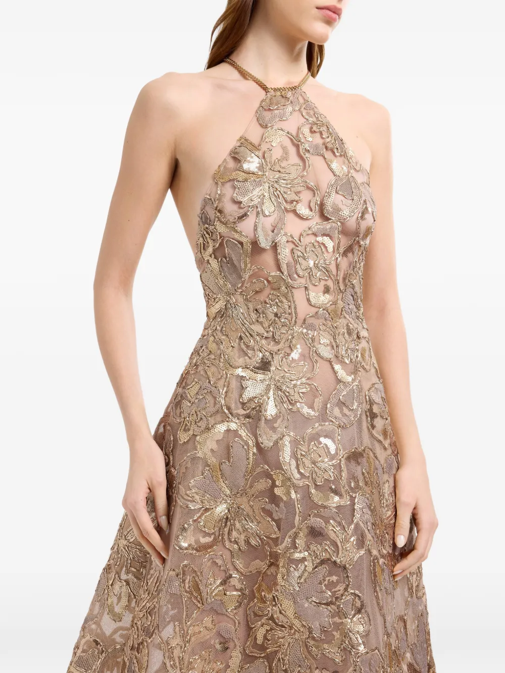 Elie Saab Maxi-jurk met pailletten Goud