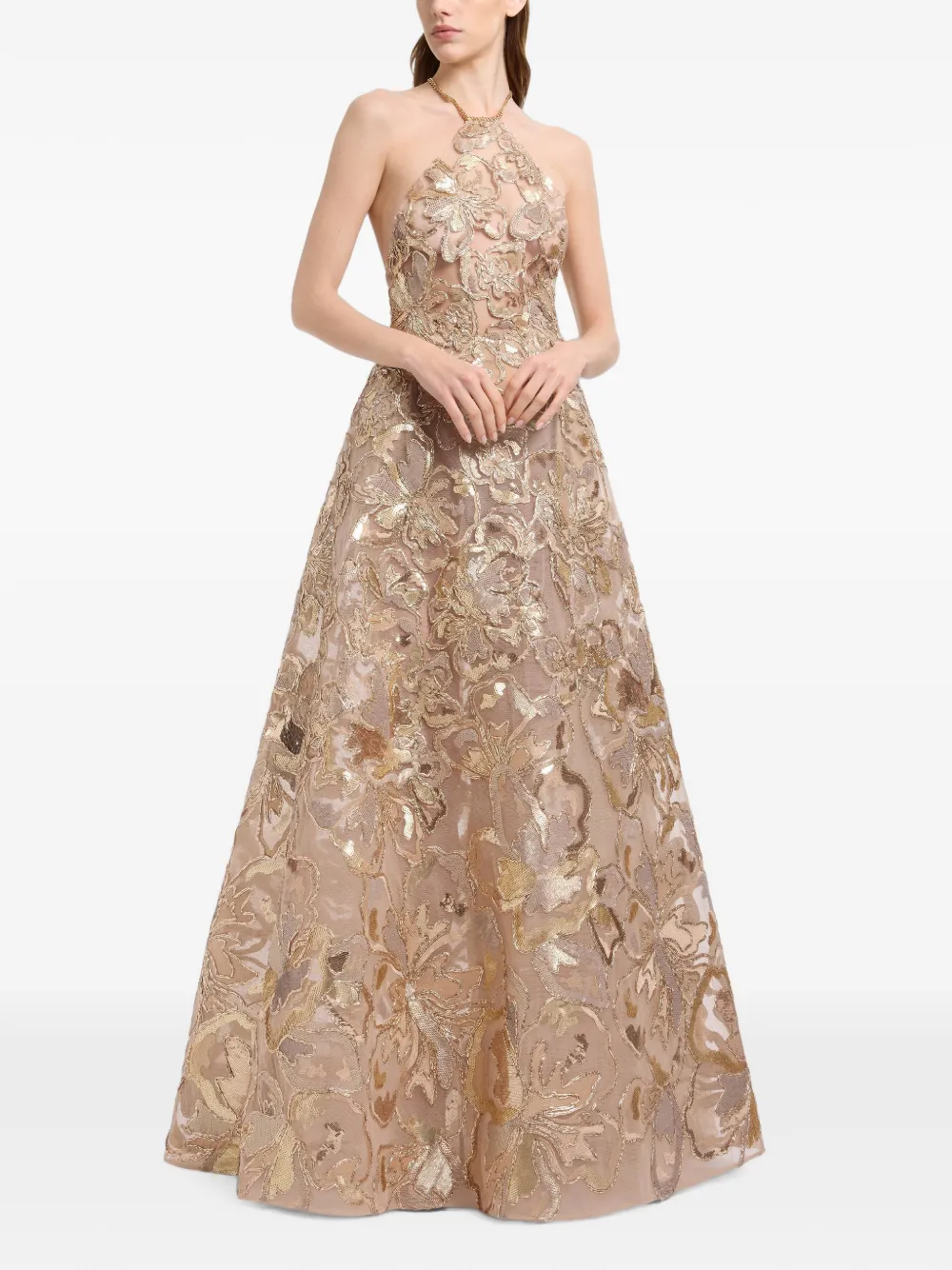Elie Saab Maxi-jurk met pailletten Goud