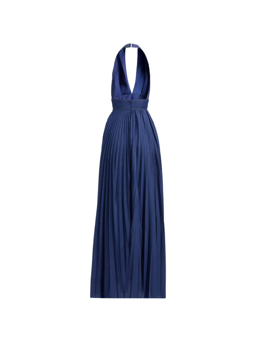 Elie Saab Geplooide denim maxi-jurk met halternek Blauw