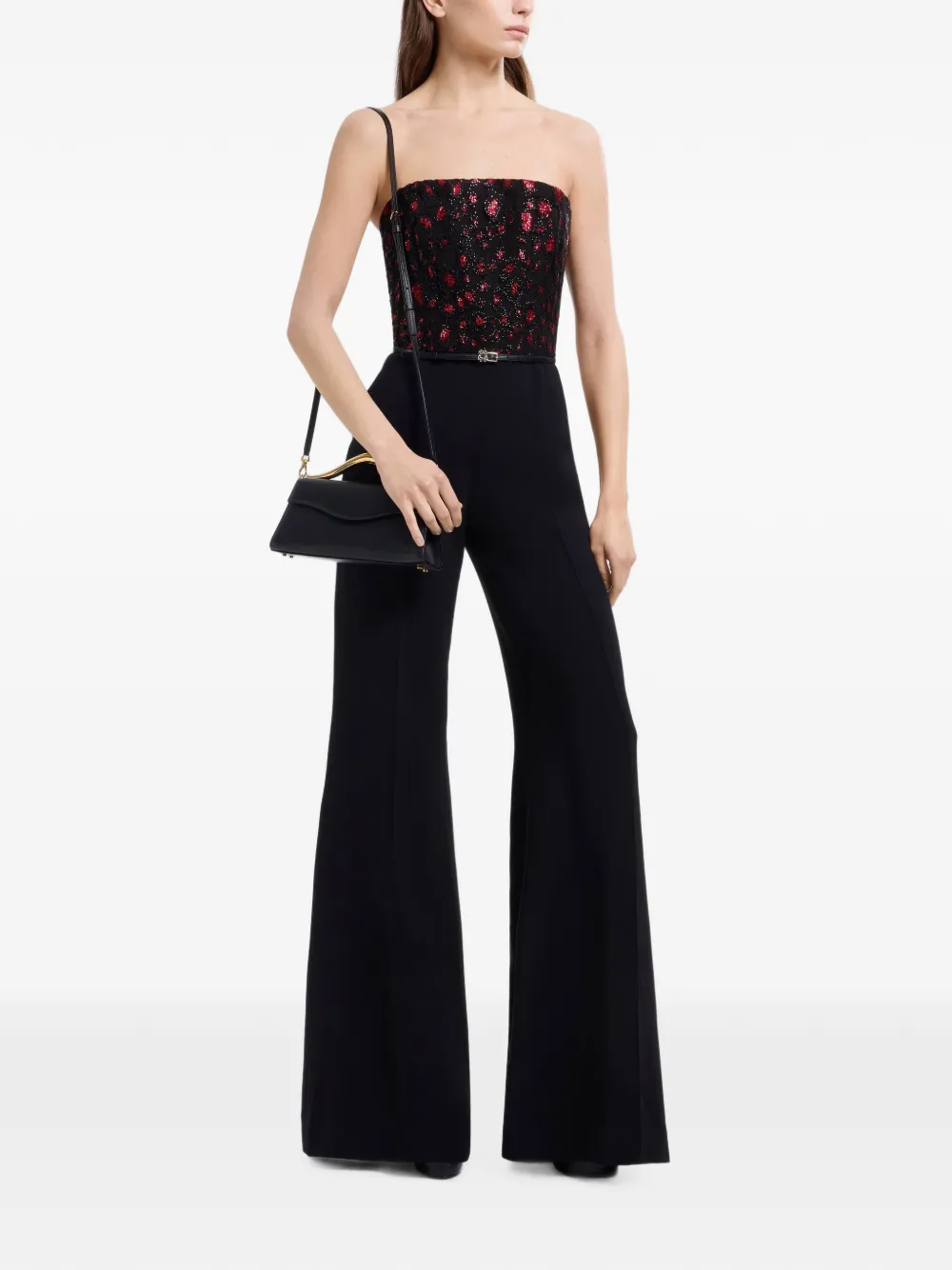 Elie Saab Strapless jumpsuit verfraaid met pailletten Zwart