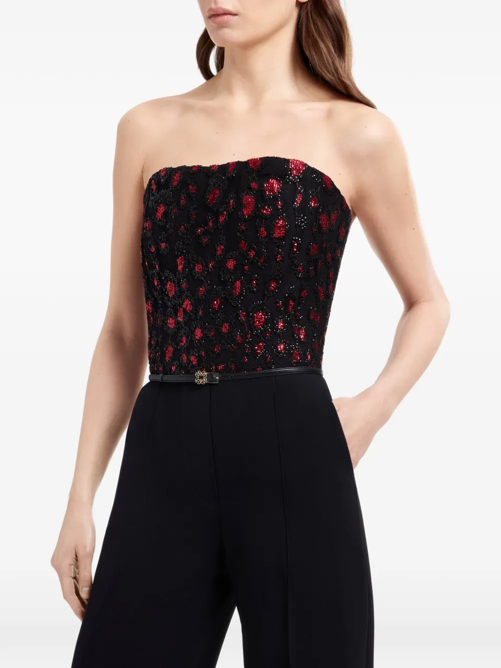 Elie Saab Strapless jumpsuit verfraaid met pailletten Zwart