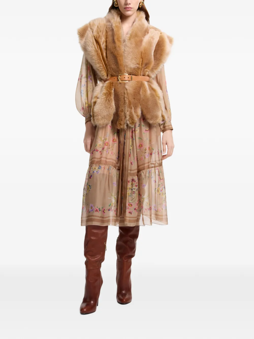 Elie Saab Gilet van bont Beige