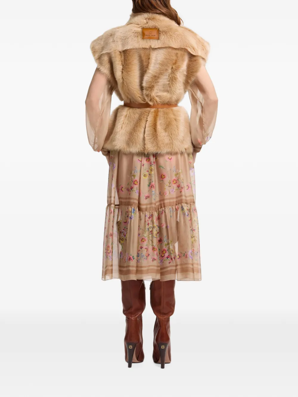 Elie Saab Gilet van bont Beige
