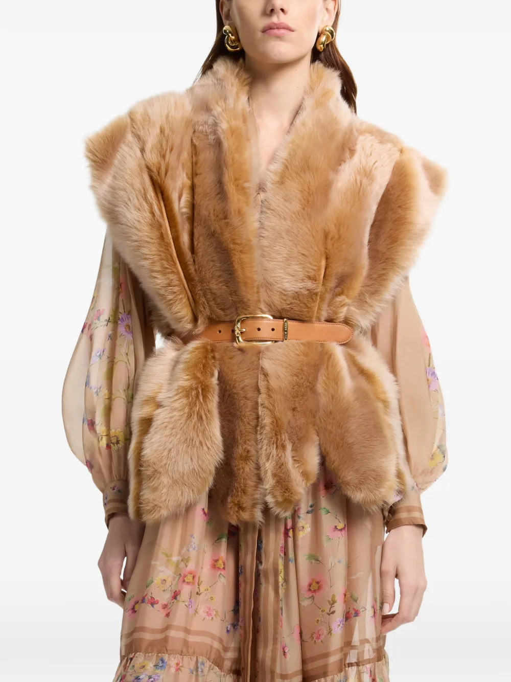Elie Saab Gilet van bont Beige
