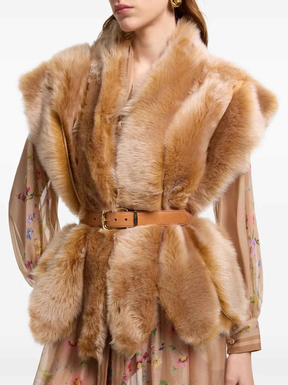Elie Saab Gilet van bont Beige