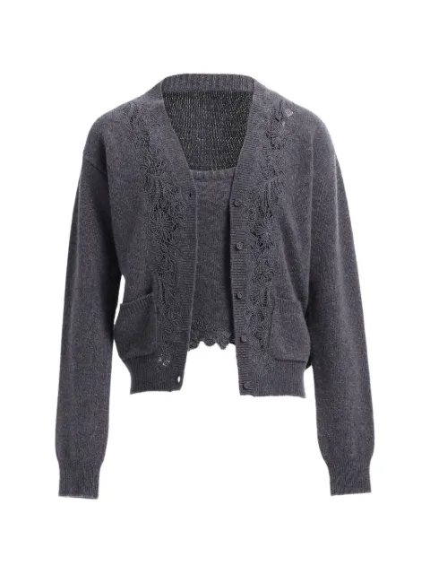 Elie Saab strikket cardigan- og topsæt med blondekant