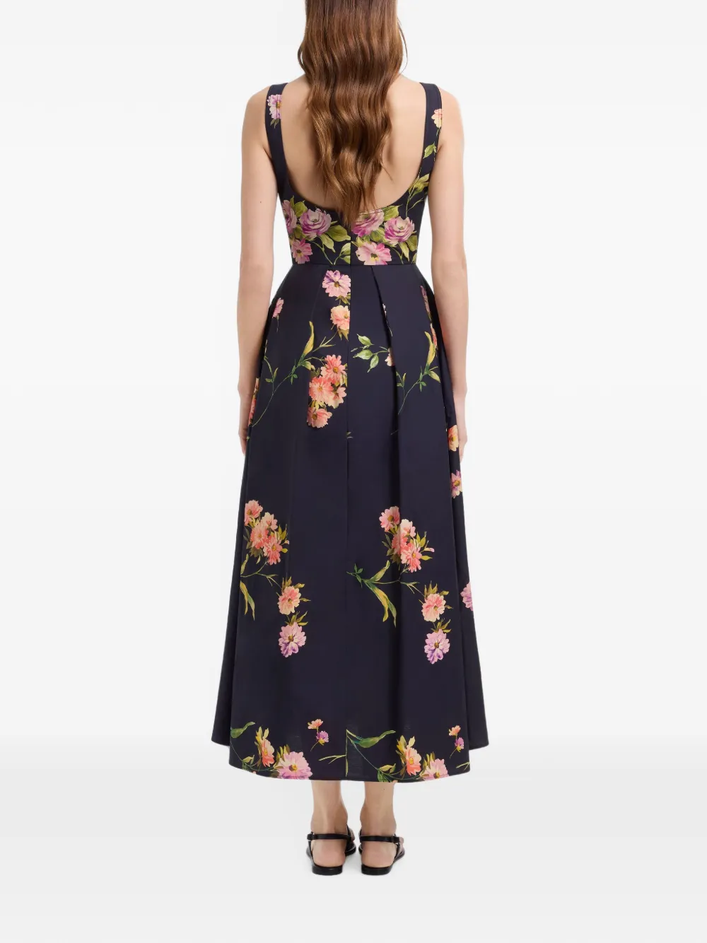 Elie Saab Midi-jurk met bloemenprint Blauw