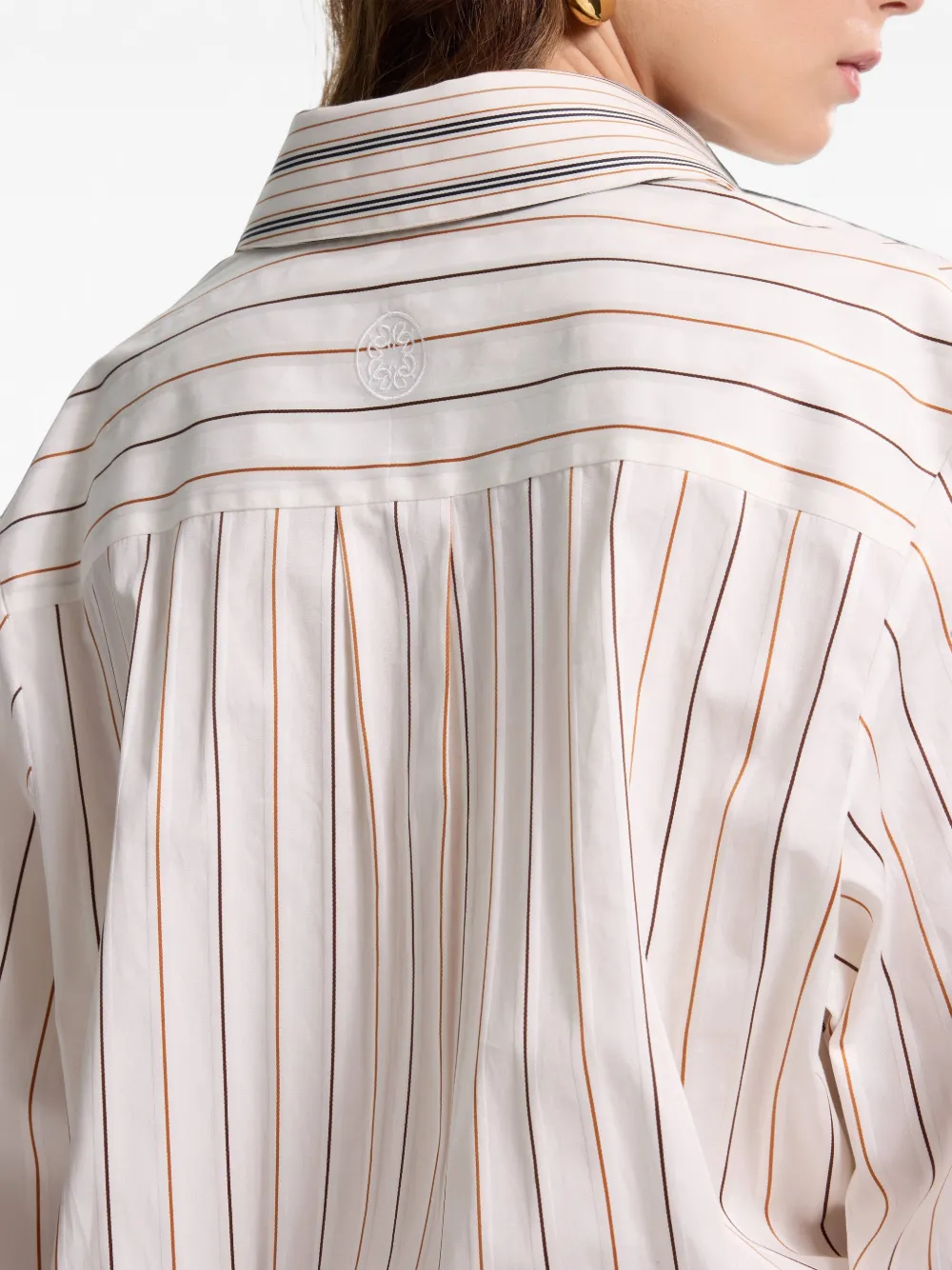 Elie Saab Gestreepte shirt met gestrikte hals Wit