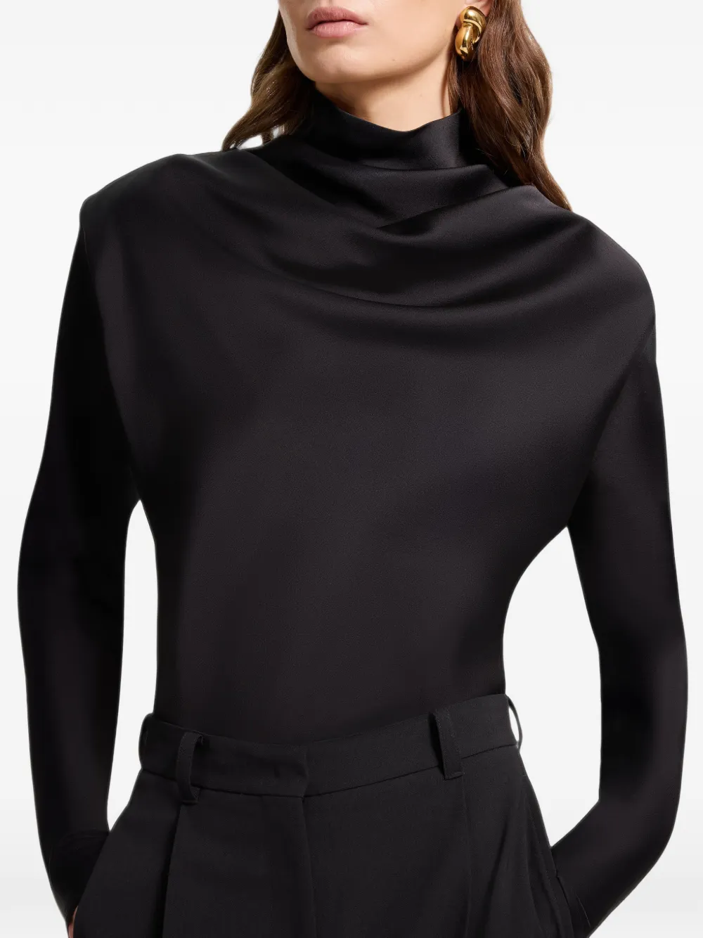 Elie Saab Top met gedrapeerde mouwen Zwart