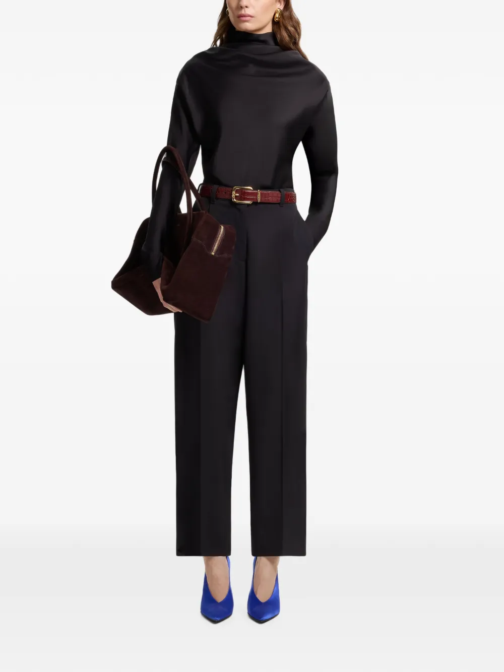 Elie Saab draped long-sleeve top