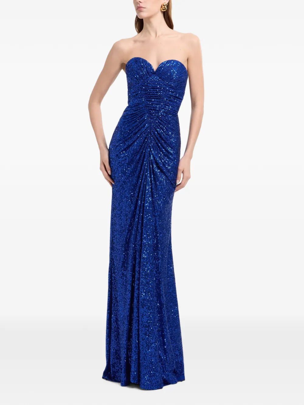 Elie Saab Gedrapeerde maxi-jurk verfraaid met pailletten Blauw