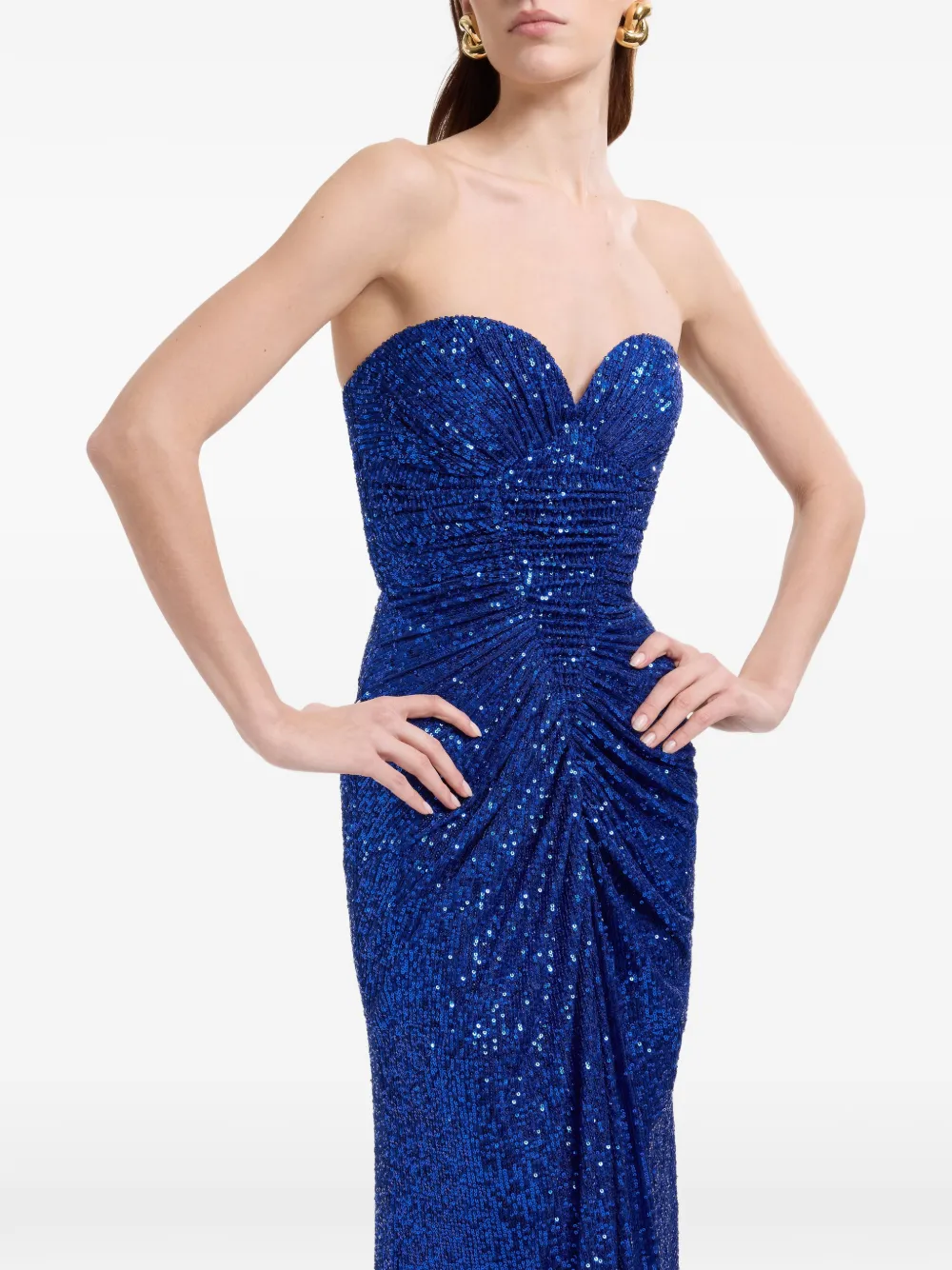 Elie Saab Gedrapeerde maxi-jurk verfraaid met pailletten Blauw