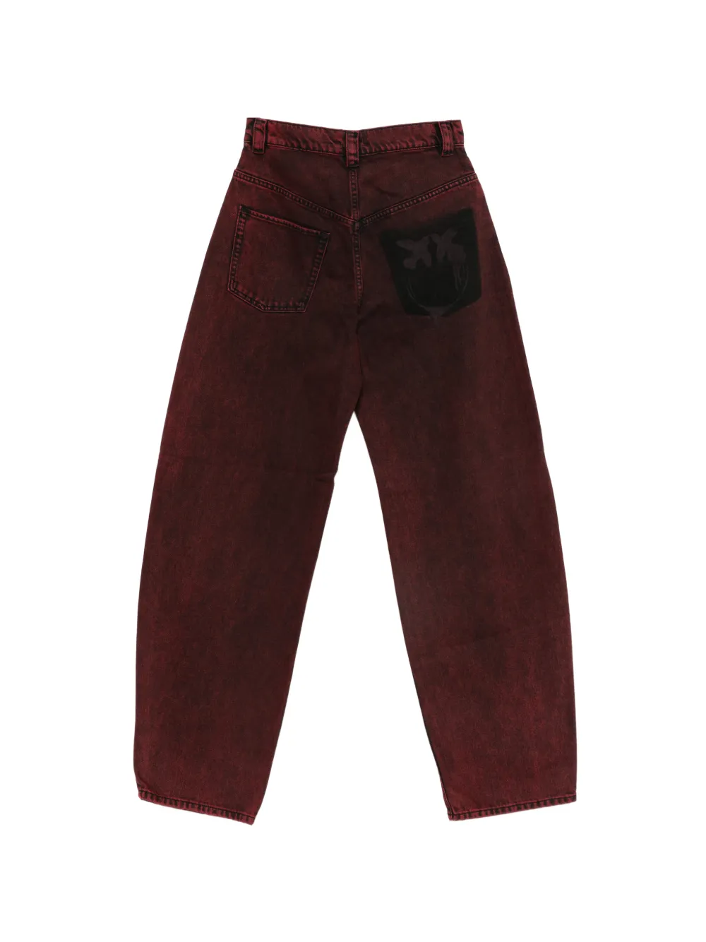 PINKO Love Birds-print acid-wash jeans Rood