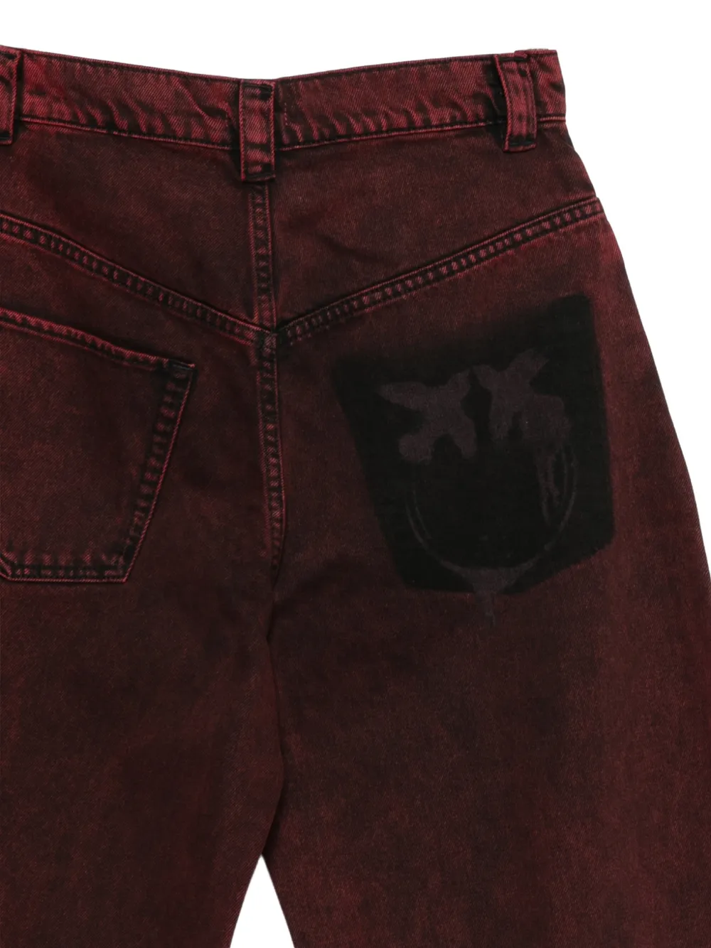 PINKO Love Birds-print acid-wash jeans Rood