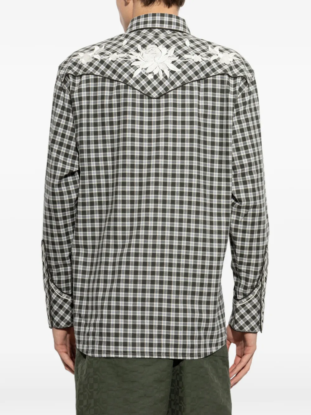 Kenzo Gingham overhemd met geborduurde bloemen Beige