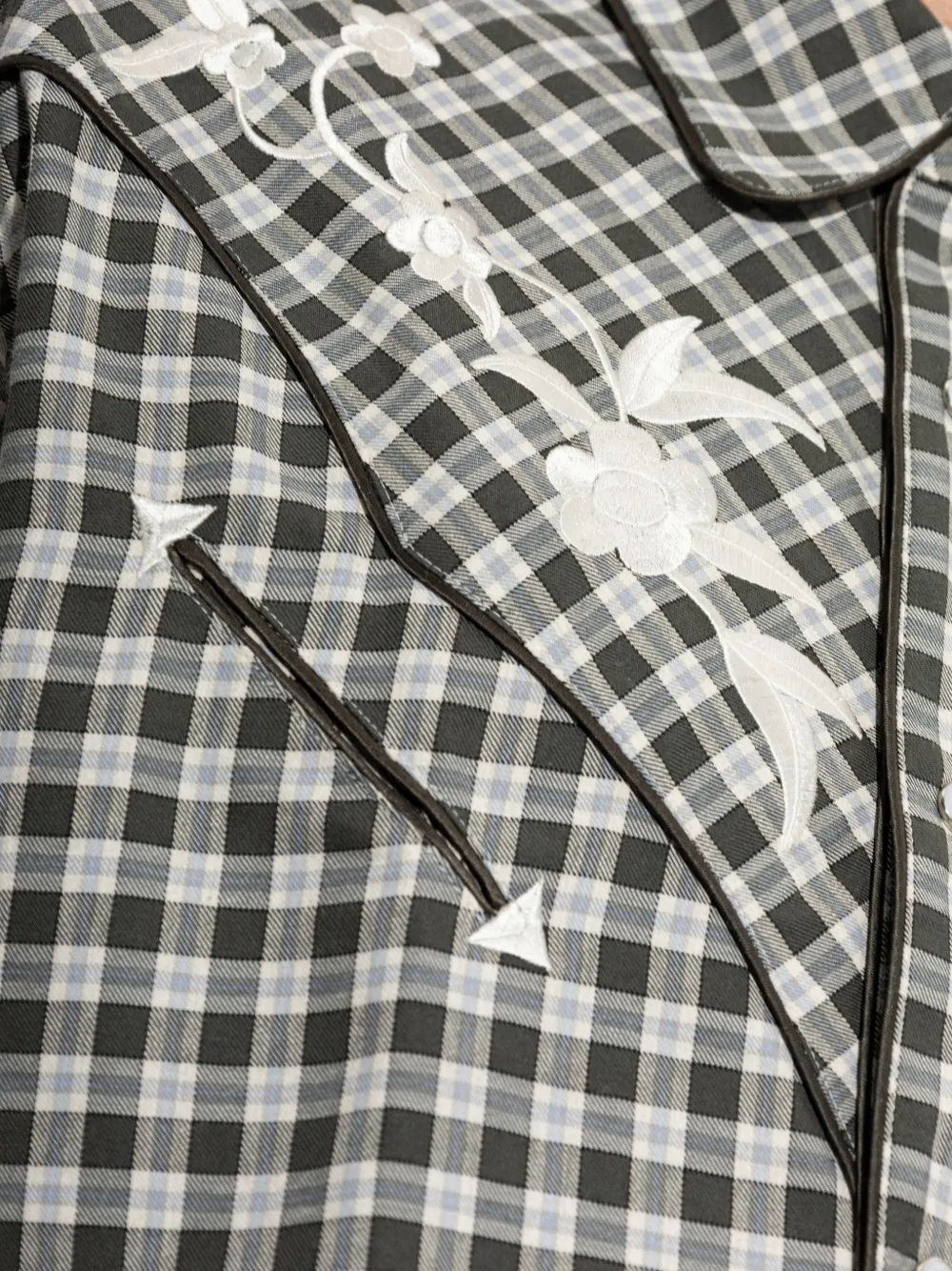 Kenzo Gingham overhemd met geborduurde bloemen Beige