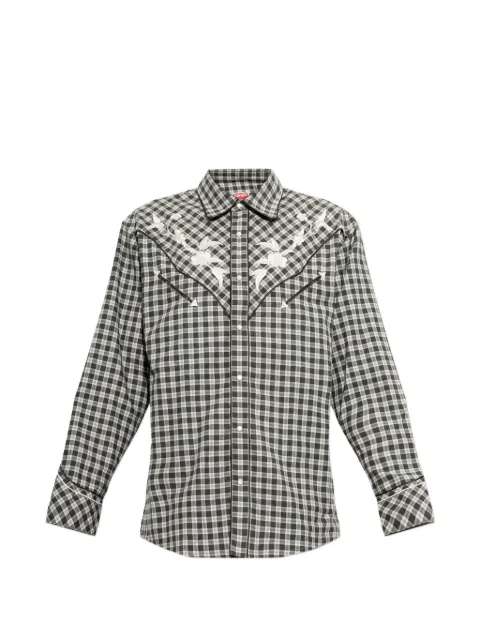Kenzo floral-embroidered gingham shirt