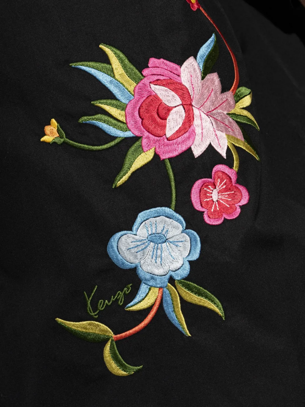 Kenzo Overhemd met geborduurde bloemen en campkraag Zwart