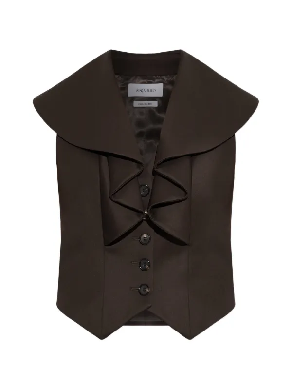 Alexander McQueen Ruffled-collar Wool Waistcoat in Brown