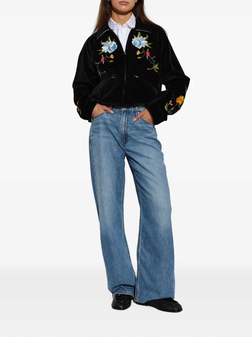 Kenzo Wildflower fluwelen jack met borduurwerk Zwart