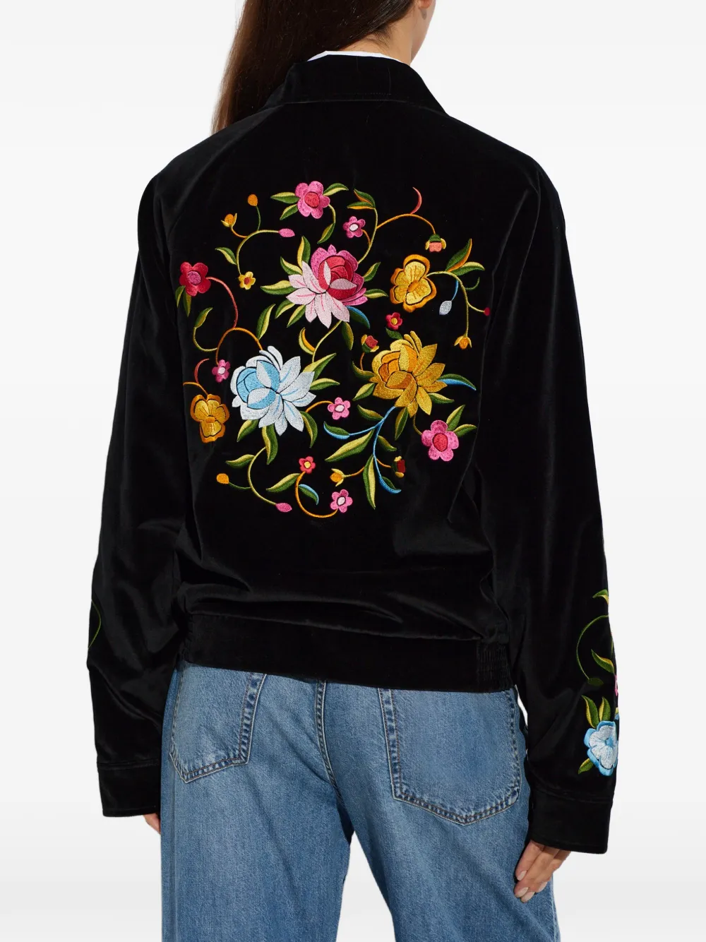 Kenzo Wildflower fluwelen jack met borduurwerk Zwart