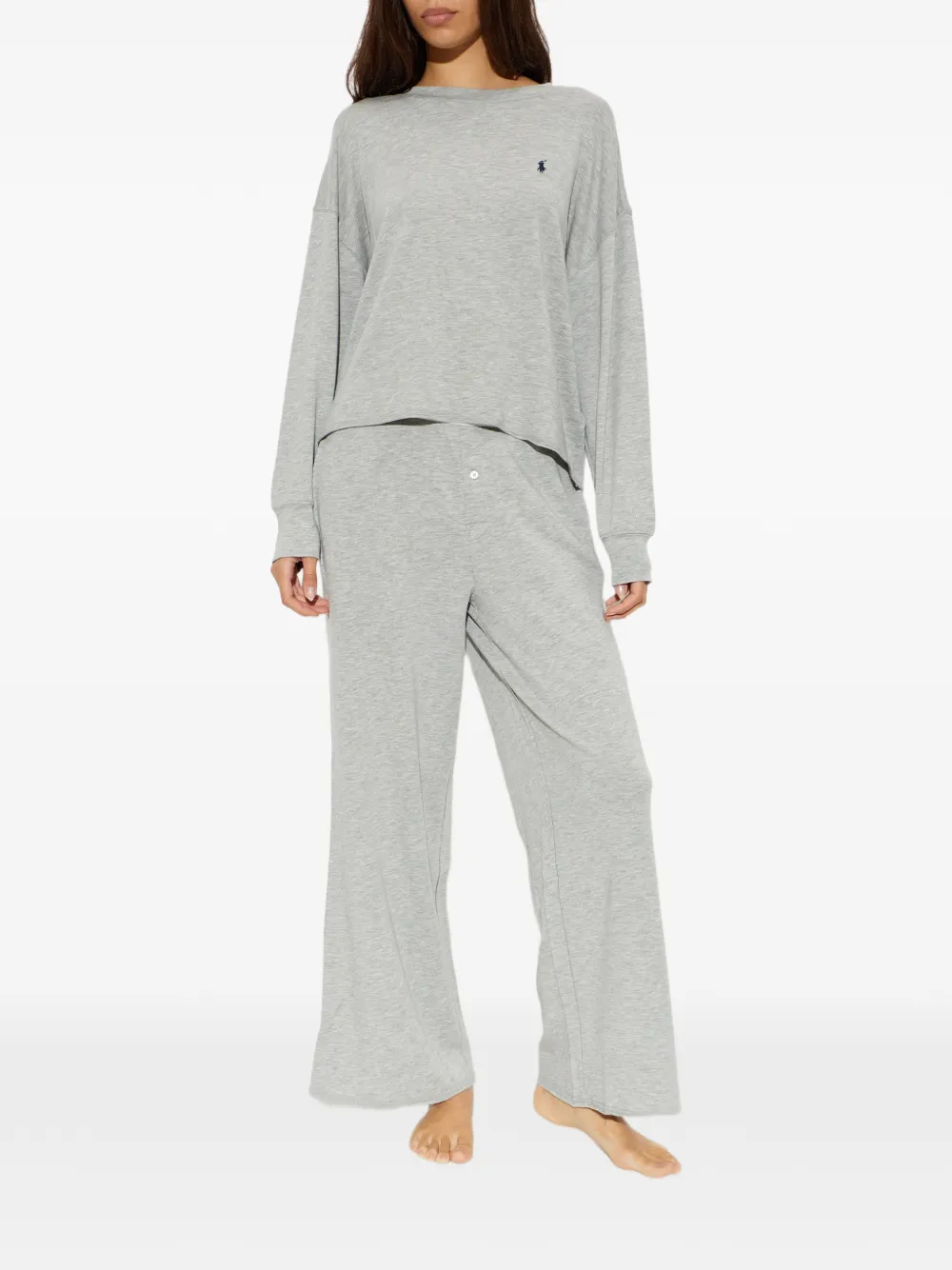 Polo Ralph Lauren Tweedelige pyjamaset met geborduurd logo Grijs