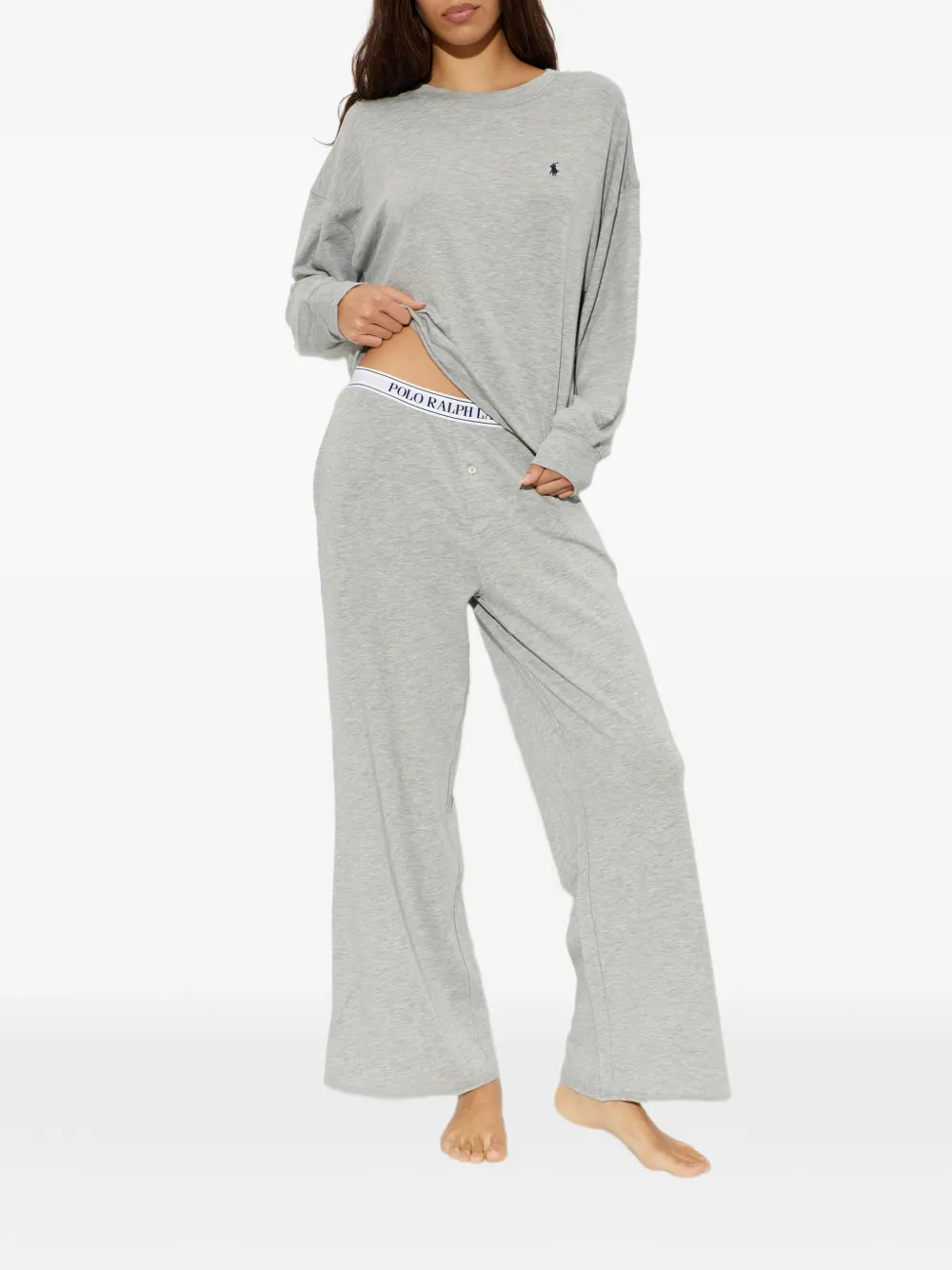 Polo Ralph Lauren Tweedelige pyjamaset met geborduurd logo Grijs