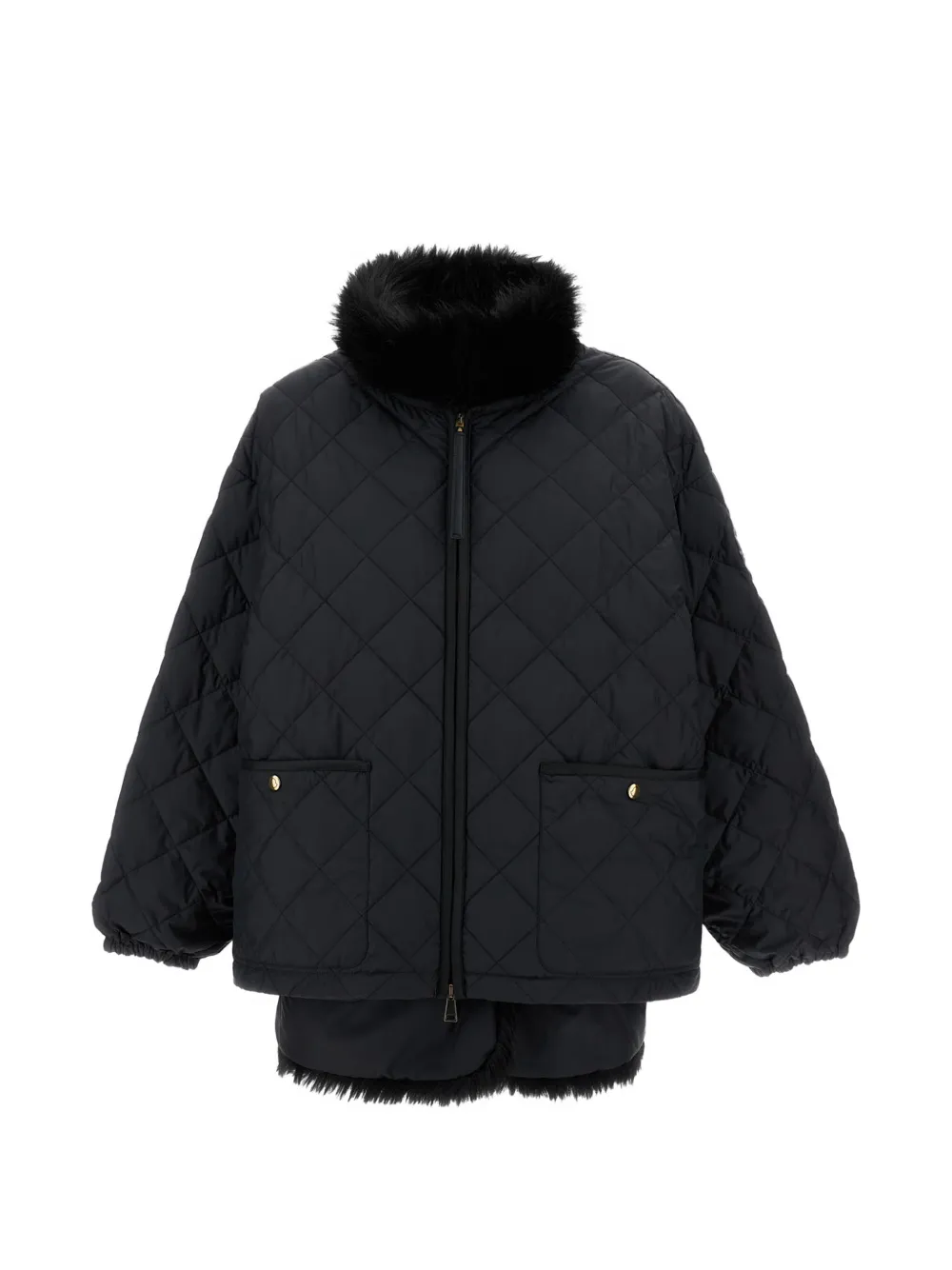 Moncler quilted faux-fur coat