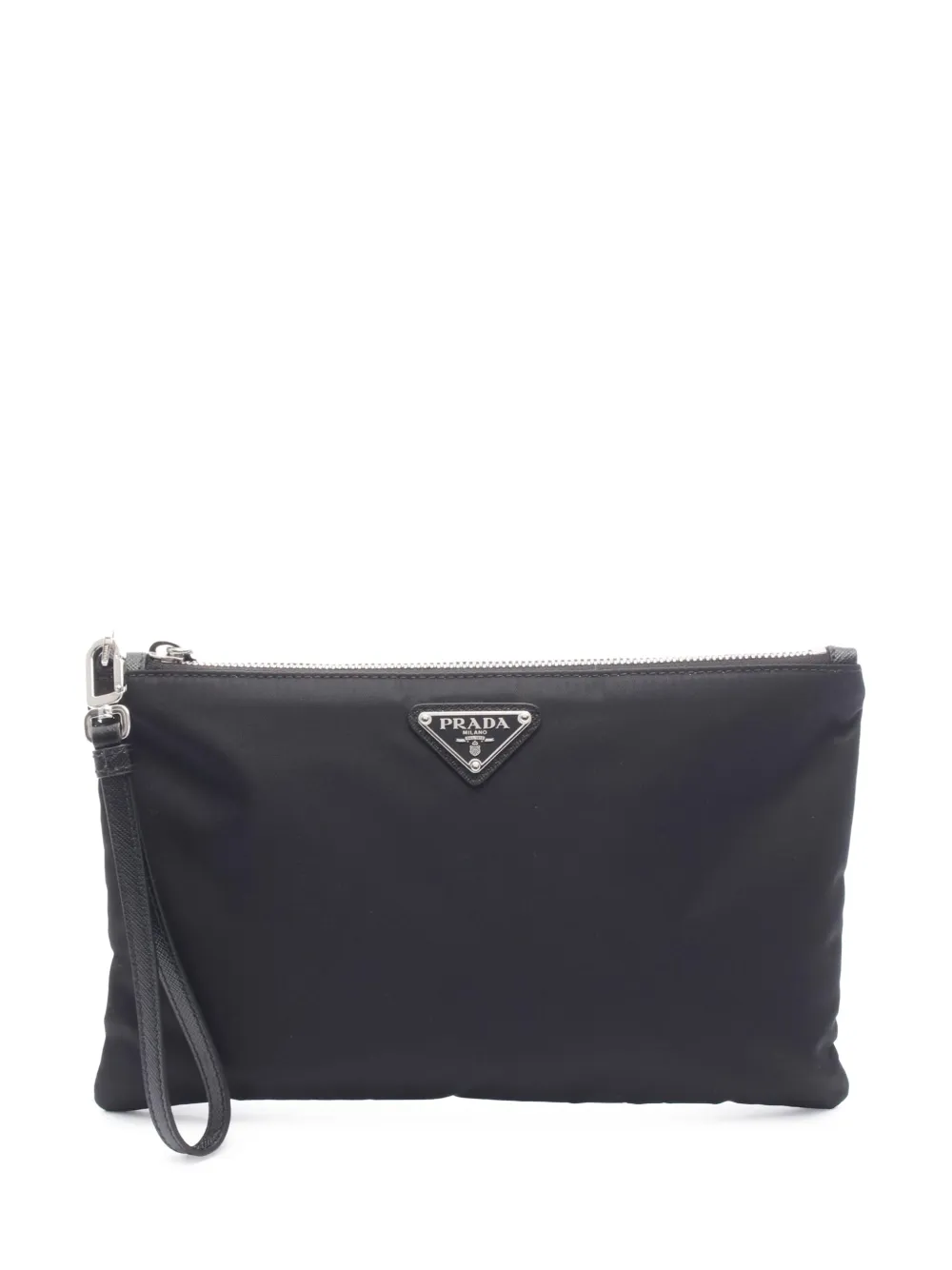 Pre-owned Prada 2013-2026 Re Nylon Wristlet Clutch Bag In Black
