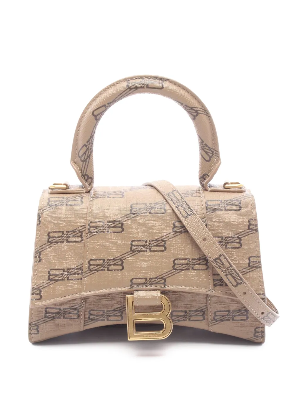 Balenciaga Pre-Owned 2018-2026 BB Monogram Coated Canvas Hourglass XS Satchel-Tasche - Nude