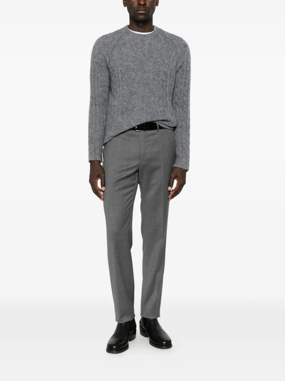 Incotex Straight wollen broek Grijs