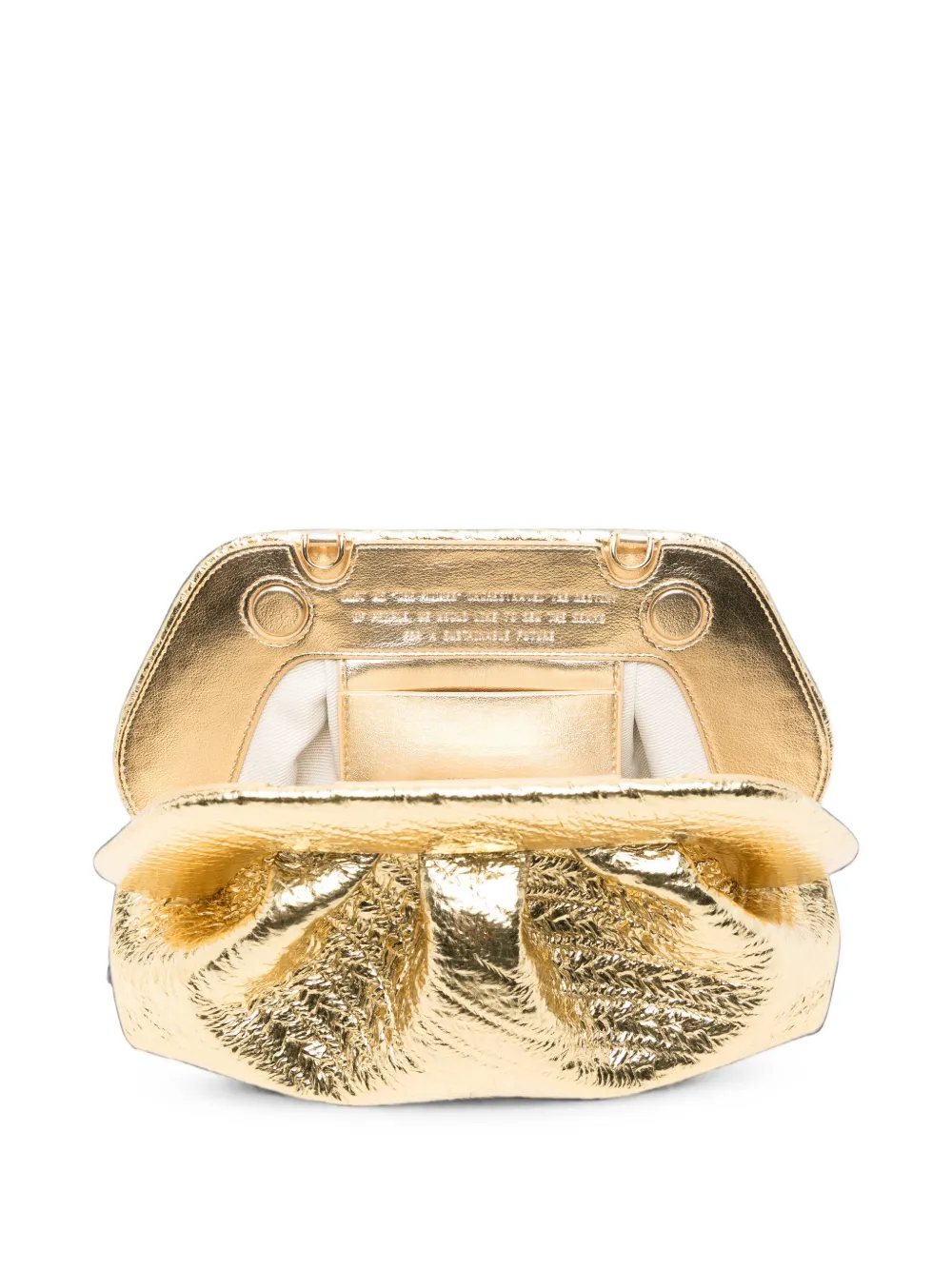 Themoirè Medium Bios clutch met metallic-effect en hennep Goud