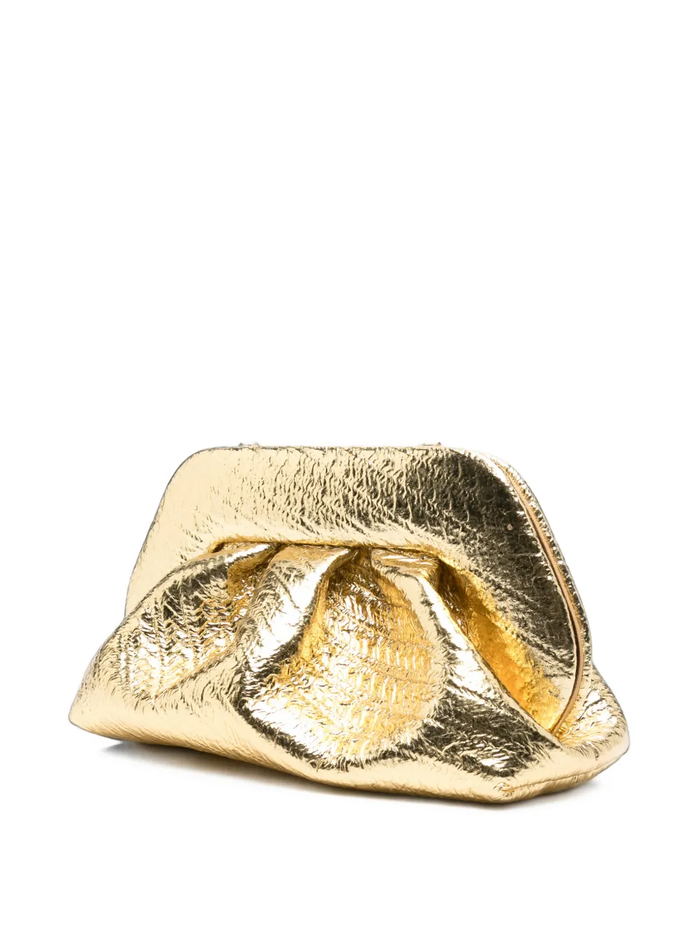 Themoirè Medium Bios clutch met metallic-effect en hennep Goud