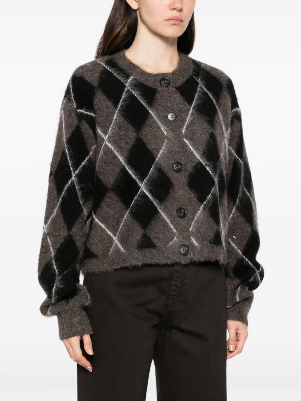 Gestuz Alpaca vest met argyle-breisel Grijs