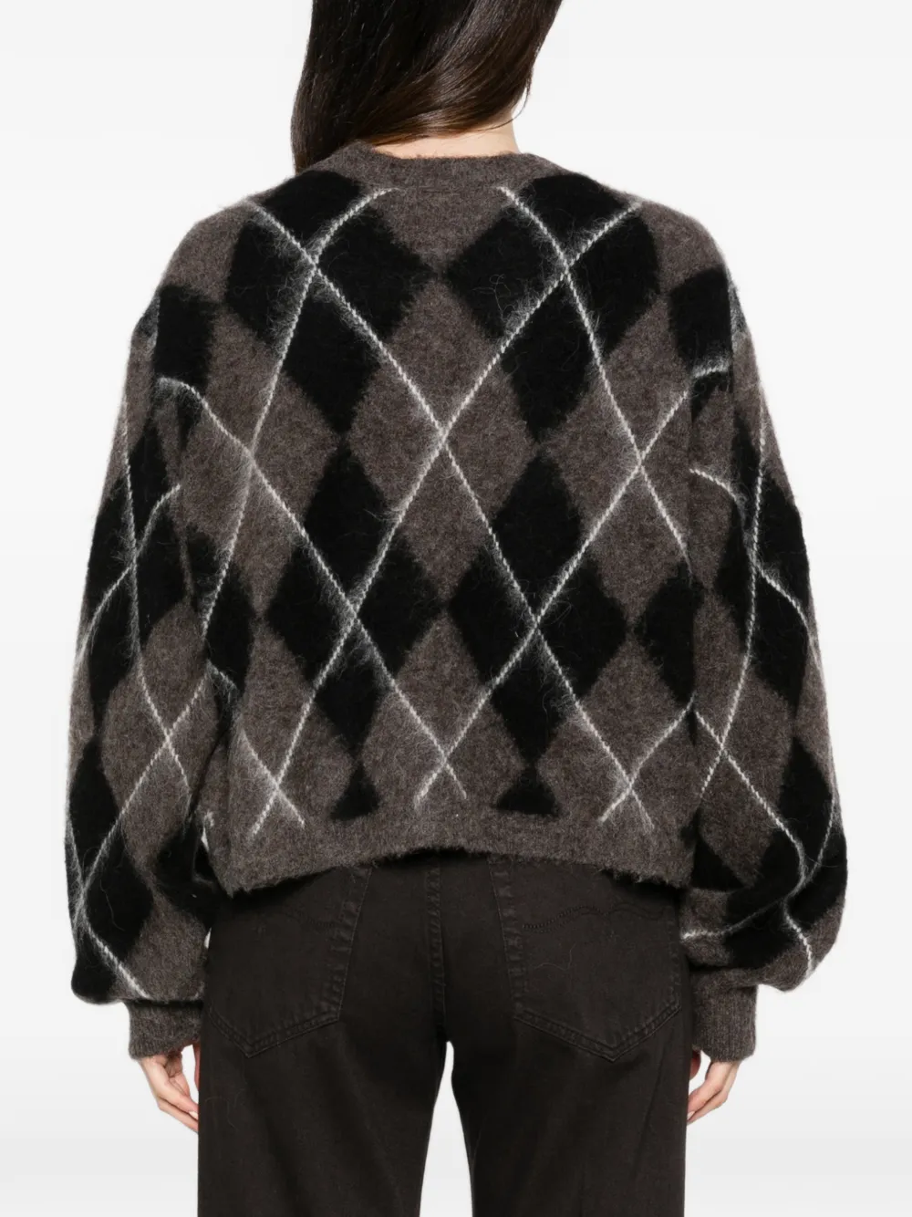 Gestuz Alpaca vest met argyle-breisel Grijs
