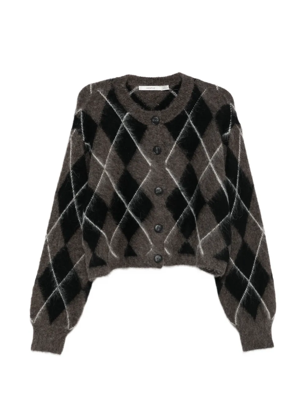 Gestuz argyle-knit alpaca cardigan
