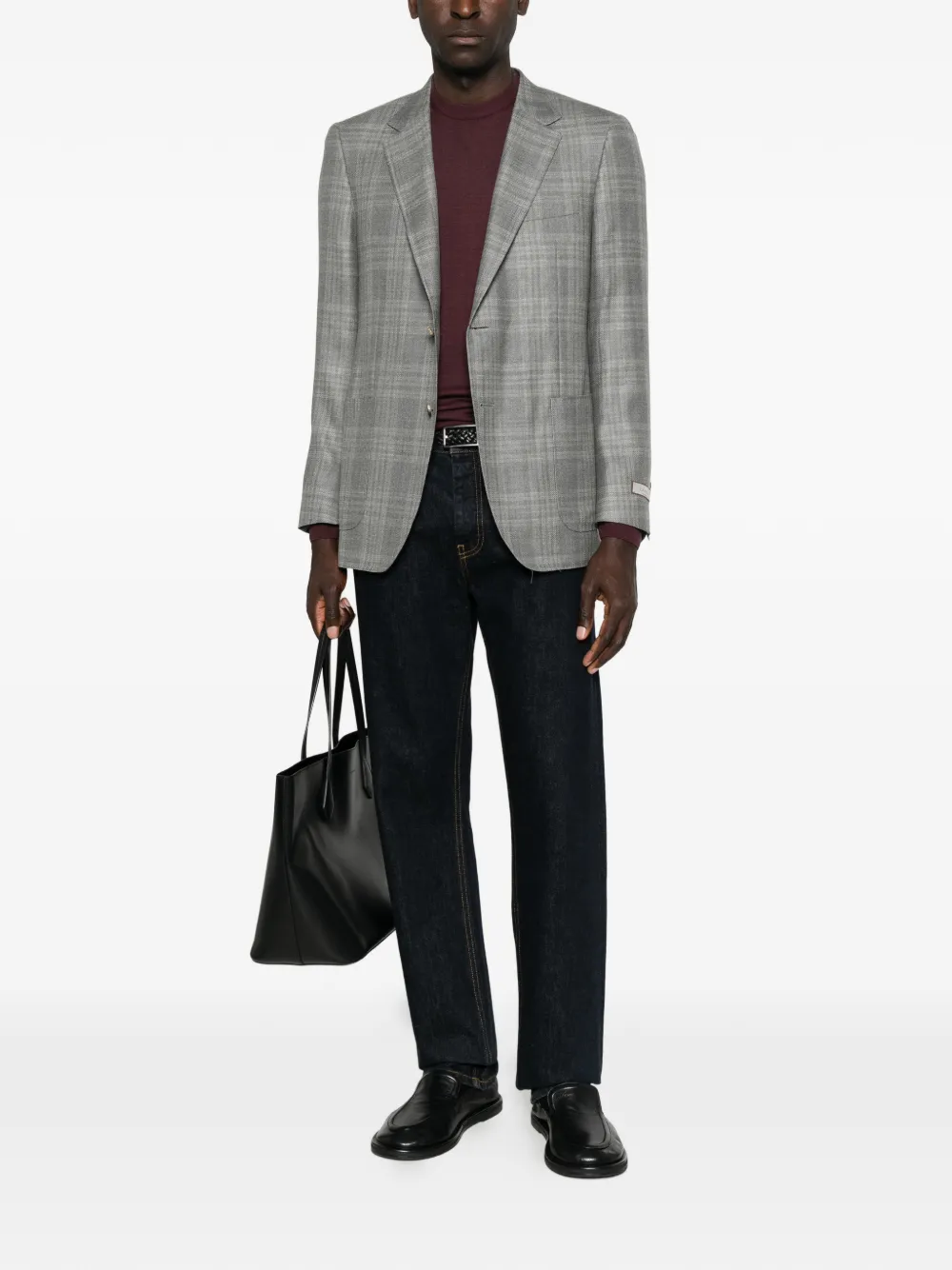 Canali Prince of Wales geruite blazer Grijs