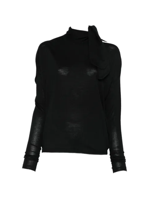 Nude cut-out pussy-bow sweater