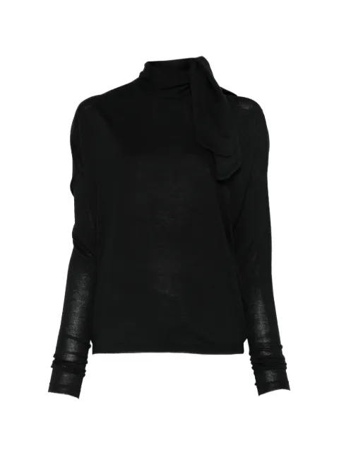 Nude jersey con lazo en el cuello y abertura