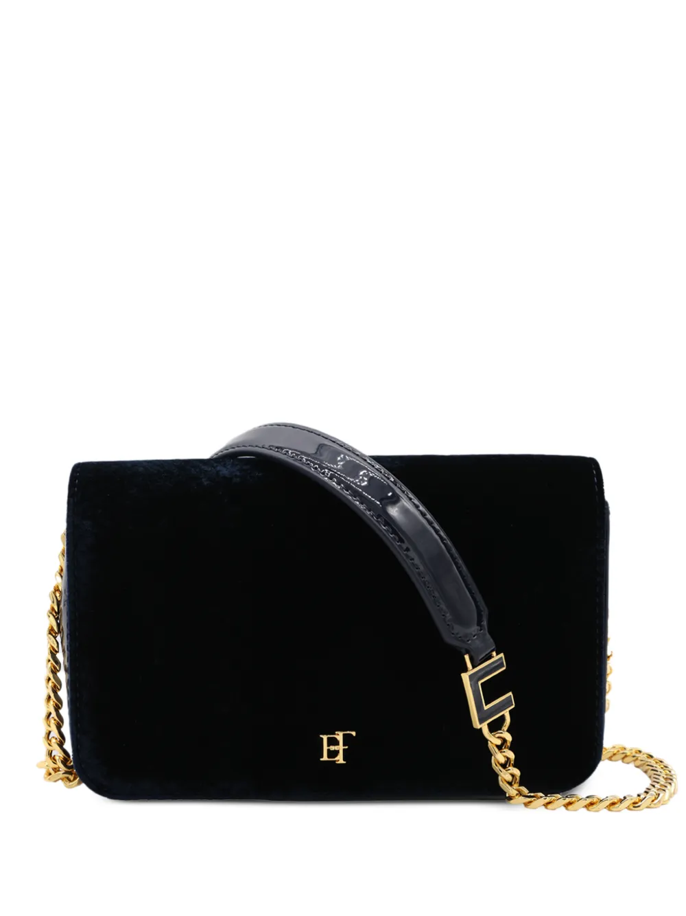 Elisabetta Franchi velvet shoulder bag with crocodile print Blauw