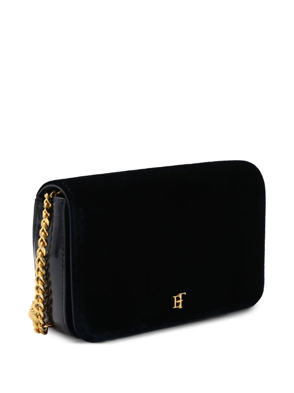 Elisabetta Franchi velvet shoulder bag with crocodile print Blauw
