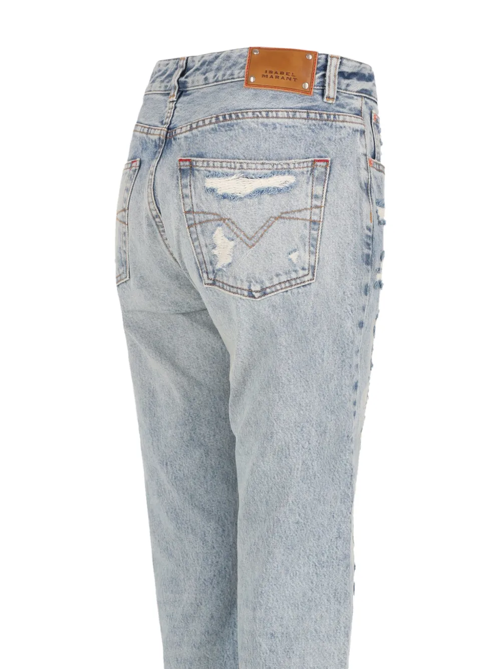 ISABEL MARANT distressed-embellishment straight-leg jeans Blauw
